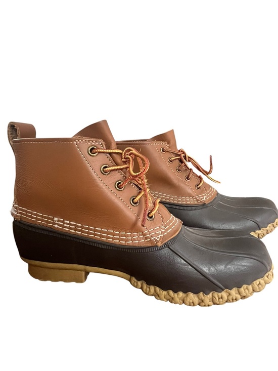 L.L.Bean Bean Boots 6” Men’s Size 8 Brown Leather Rubber Duck Boots Made USA main image 6